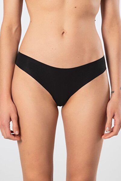 TÜREN Women's Laser Cut Cotton Brazilian Panties 908/Black