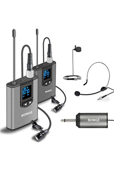 Choice BG-112U BOMGE Dual Wireless Microphone System Headset Mic/Stand Mic/La...