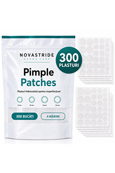 Novastride 300 Hydrocolloid Patches, Anti-Acne, for Pimples, 4 Sizes (8/10/12...