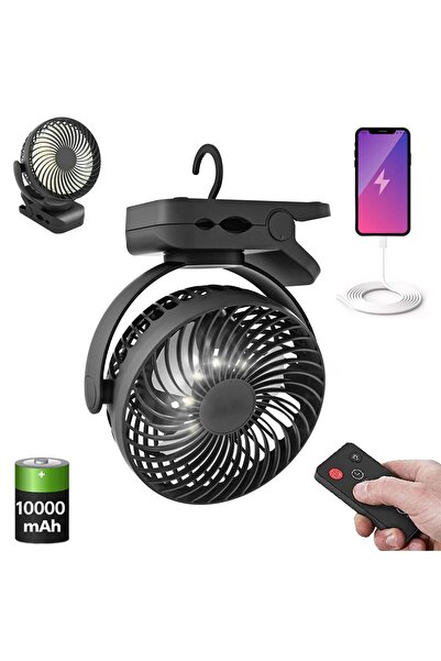 Choice Black 10000mAh 10000mAh Portable Camping Fan with LED Lantern&Hanging ...