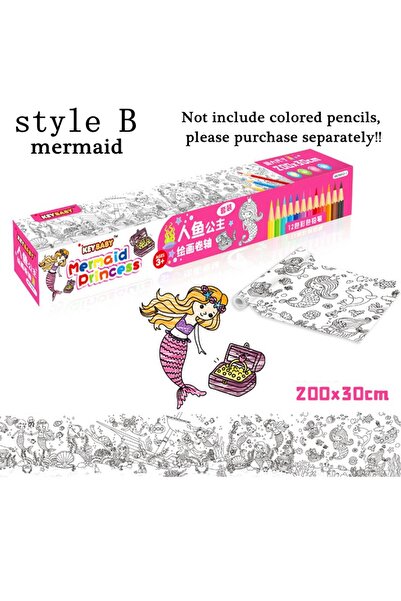 choice2 BTG7-DT045-mermaid Coloring Paper Roll Drawing Toys for Children Mont...