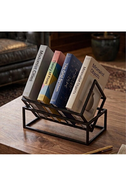 FERR CONCEPT Modern Geometrik Metal Masaüstü Kitaplık & Gazetelik - Minimalis...