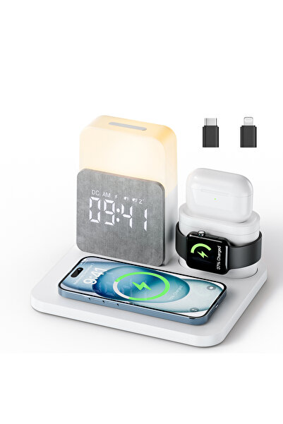 Choice WHITE 7-in-1 MagSafe Alarm Clock Charger-Wireless Station for iPhone 1...