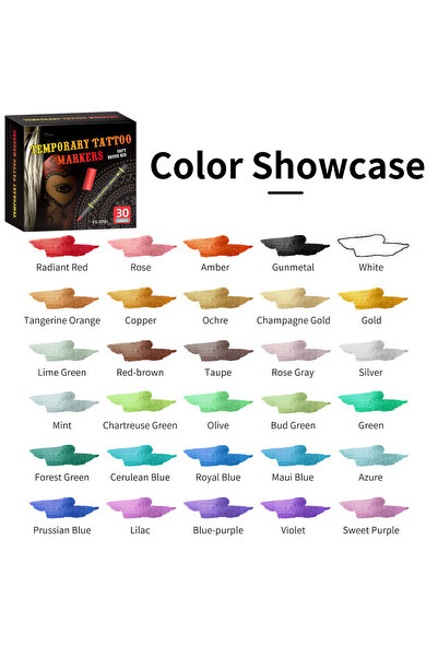 Choice 30 Colors 30-Piece/Color Temporary Tattoo Marker Set, Safe, Non-Toxic,...