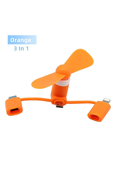 choice2 Orange Creative USB Fan Mini Fan Android Type-C 3 In 1 Mobile Fan Por...