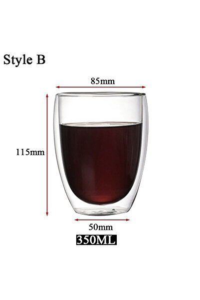 Choice4 As Photos 350ml-B 5 Sizes Double Wall Insulated Glass Cup Clear Espre...