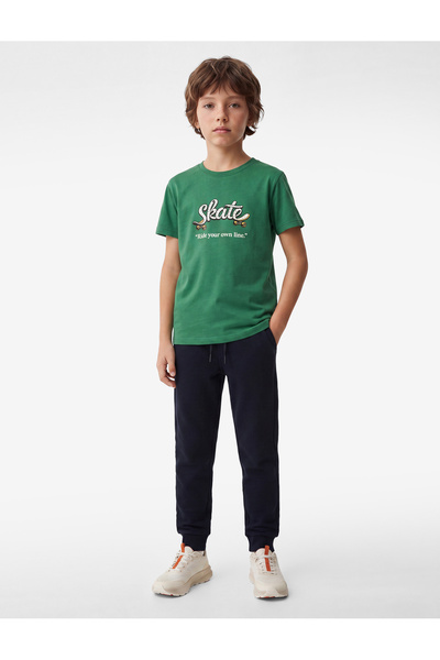 Koton Cotton Crew Neck Printed Short Sleeve T-Shirt