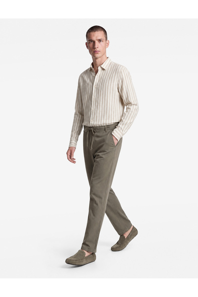 Koton Pamuklu Cepli Straight Fit Beli Bağcıklı Düğmeli Pantolon
