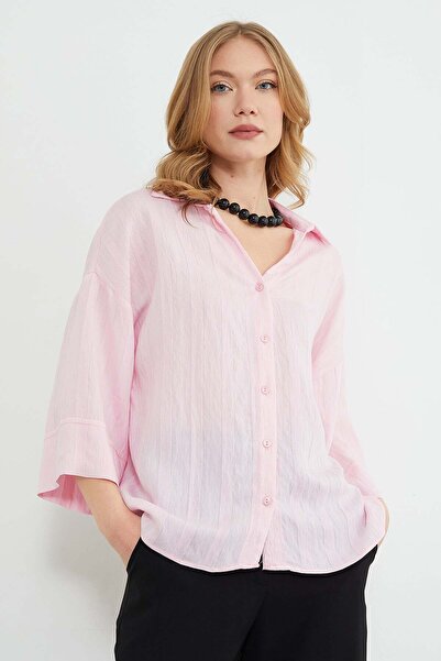 Fulla Moda Striped Capri Sleeve Loose Shirt