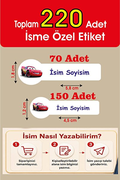 etikettcim Okul Etiketi Özel Isim Yazılabilen Etiket Arabalı Etiket