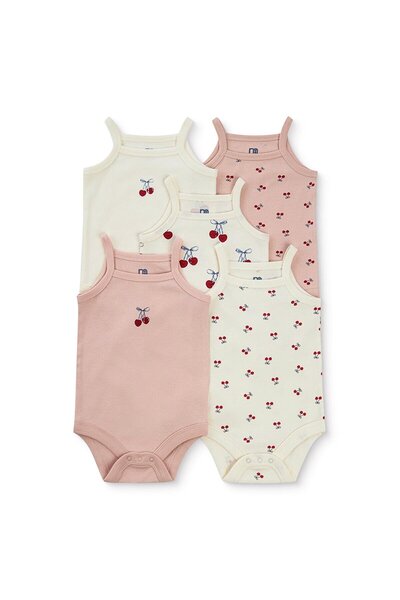 MOTHERCARE Kız Bebek 5li Body Hayvan Baskılı Çıtçıtlı Zarf Yaka Long Sleeve