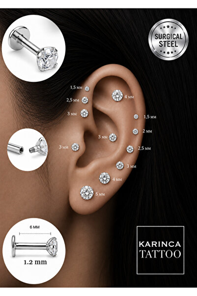 Karınca Piercing Taşlı Piercing Kulak Tragus Forward Helix Flat Conch Dudak B...