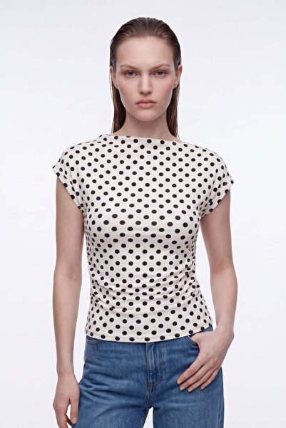 HAKKE Women's Polka Dot Drawstring Model Bluz