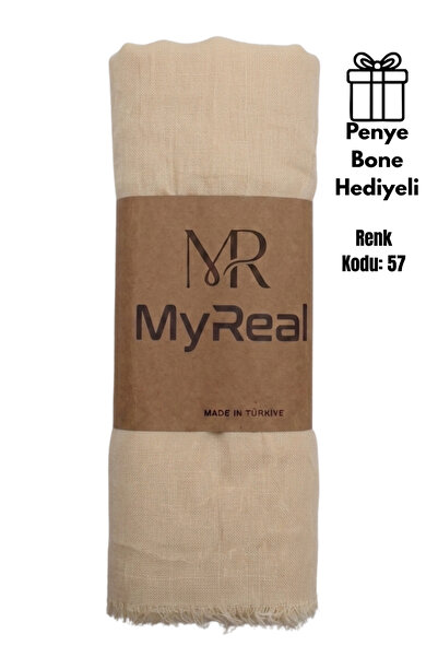 MyReal شال بامبو كراش بيج فاتح - نسيج طبيعي لا يحتاج للكي (90x200 سم)