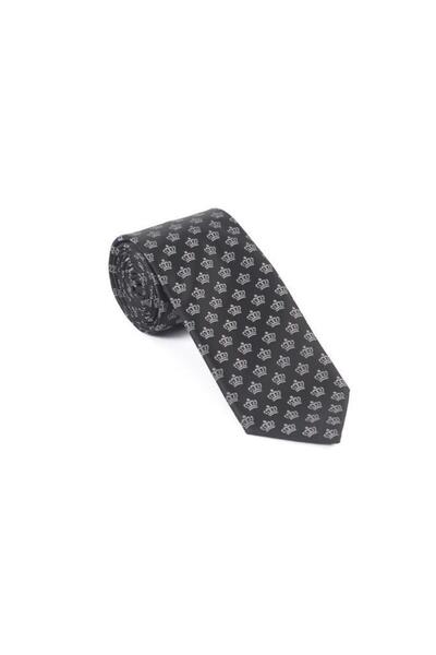 Brianze Black Gray Crown Patterned Tie