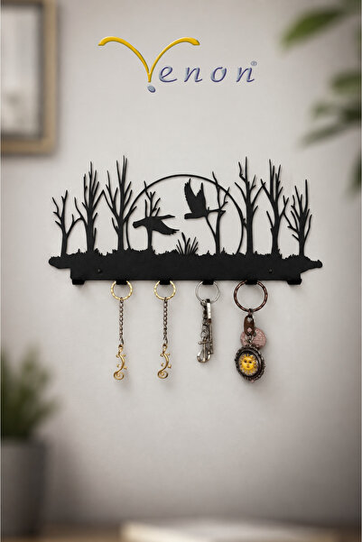 VENON 🦆   Black Goose and Nature Black Metal Keychain 🦆   Modern Wall Decor...