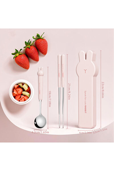 WORTHBUY Pink 3pcs 3/4PCS Cute Portable Dinnerware Set Reusable 304 Stainless...