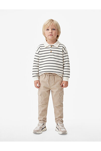 Koton Cargo Pocket Tie Waist Cotton Trousers