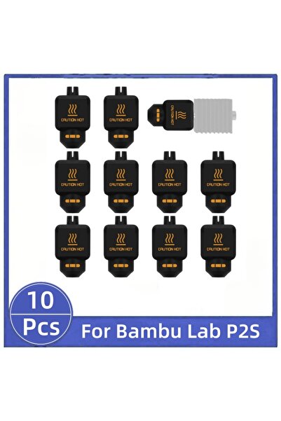 Choice1 10PCS 10Pcs Black Silicone Sock for Bambu Lab P2S 3D Printer Hotend H...