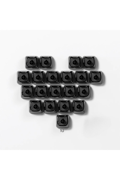 Choice1 Black 20pcs 1U Keycaps with Unique Cats Head MAO Transparent Keycap C...
