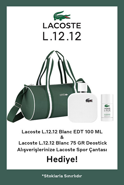 Lacoste L.12.12 Blanc EDT 100 ml Erkek Parfüm + 75 Gr Deodorant Stick + Spor ...