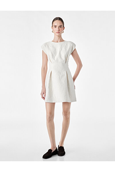 Koton A-Line Crew Neck Sleeveless Mini Pleated Dress