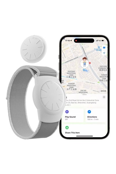 Choice1 سوار ساعة أبيض اللون مع جهاز تتبع GPS للأطفال (لنظام iOS فقط)، للمراه...