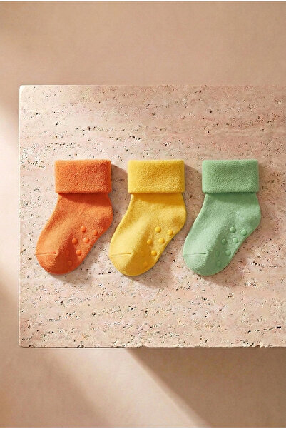 Katia&Bony Baby 3-piece towel socket socks yellow-mint-orange