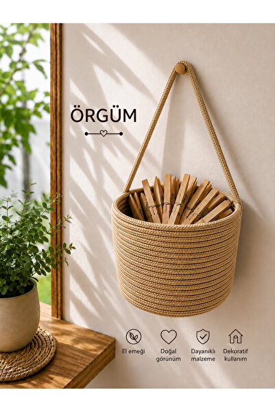ÖRGÜM Sepet Mandal Sepeti Dekoratif Çok Amaçlı Organizer 15x15 cm MANDALLAR D...