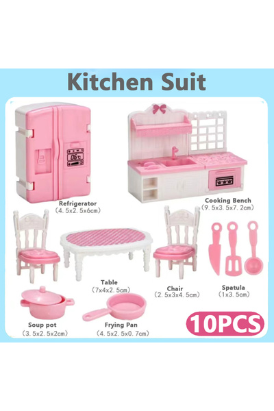 MSFTOYS 10Pcs-Kitchen P 24Pcs Style Brown Miniature DollhouseFurniture Access...