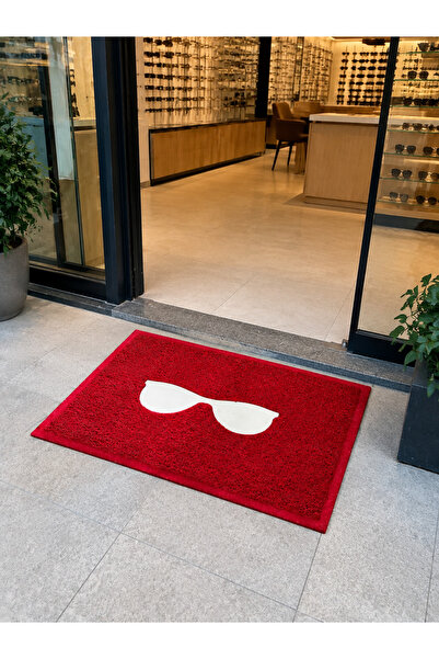 tiritoğluhome Glasses Logo Mat Red Color 60x80 Size