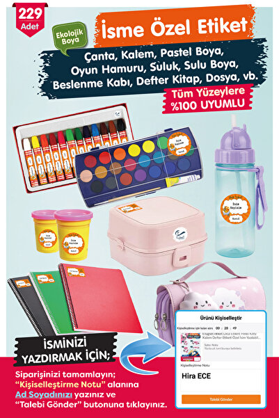 TUĞSET Okul Etiketi Kalem Defter Etiketi Özel İsim Yazılabilen Etiket Seti- İsimli Etiket OE171-OE171