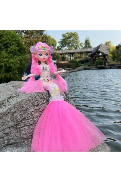 Choice pink 45cm/17.72inch Mermaid Doll Girl Toy Blue Eyed Children's Princes...