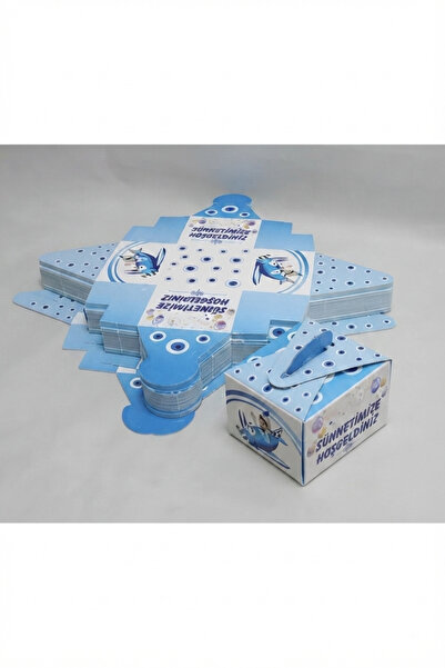 Deniz Party Store Sünnetimize Hoşgeldiniz Uçaklı Model Kare Karton Lokumluk h...