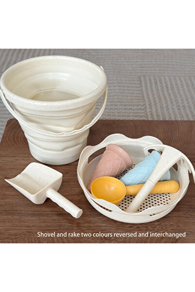 Choice 7-in-1 Beige Bucket Beach Toys Collapsible Bucket Collapsible Carrying...