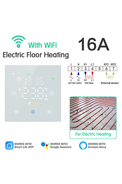Choice1 Electric Heating Tuya Smart Thermostat WiFi Remote Temperature Contro...