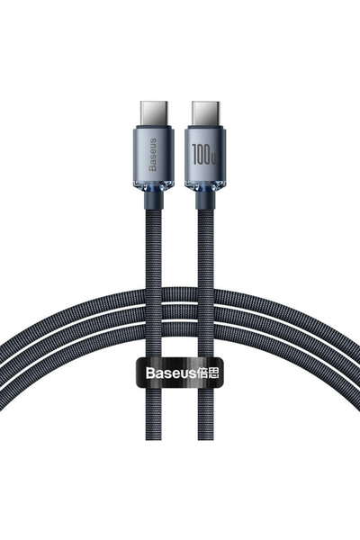 Baseus Cablu Crystal Shine, Încărcare rapidă, USB-C la USB-C, 100W, 2m, Negru