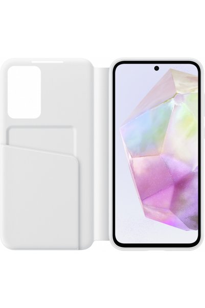Samsung Husa pentru telefon mobil Galaxy A35 5G, Flip Smart View Wallet Case, Alb