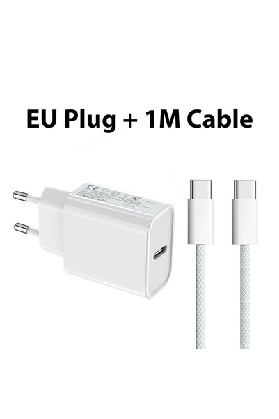 Choice1 شاحن وكابل أوروبي 40 واط، مجموعة شحن سريع بمنفذ USB-C، كابل بيانات مج...