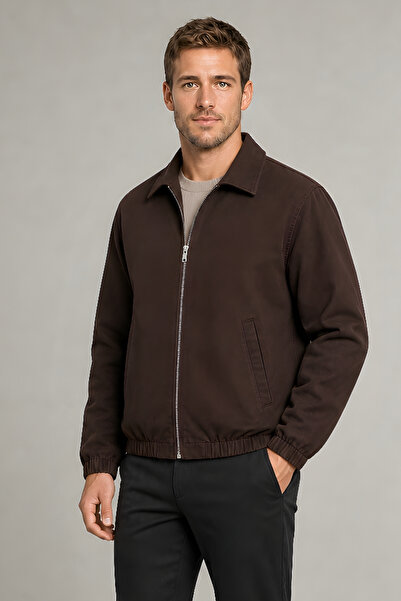 Montland Herren-Jacke aus Gabardine-Stoff mit Reißverschluss, Oversize-Schnit...