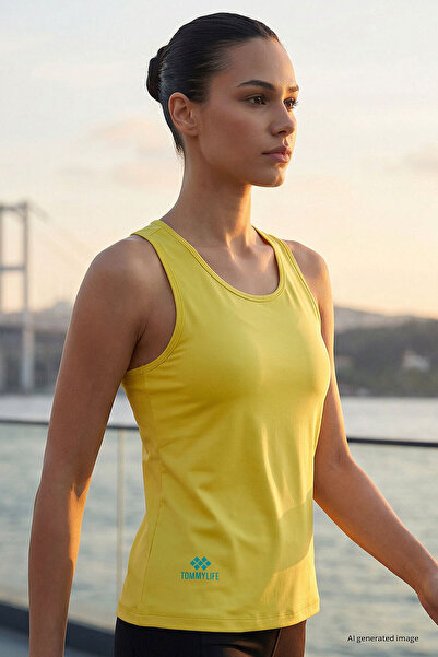 TOMMY LIFE Limon Standard Fit Women's Sports Tank Top with Cross Back Detail ...