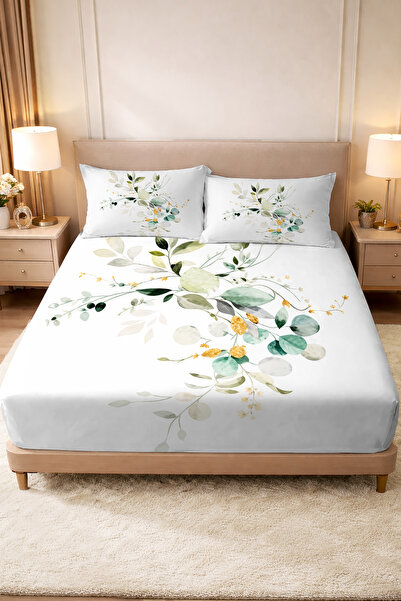 MonoHome 100% Cotton Fitted Sheet Special Design 5D Digital 60 Wire Green