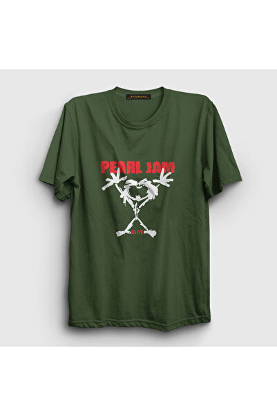 Presmono Unisex Khaki Alive Pearl Jam T-shirt 73752tt