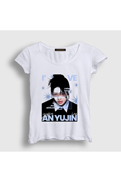 Presmono Women's White an Yujin Rebel K-Pop Ive T-Shirt 619564Tt