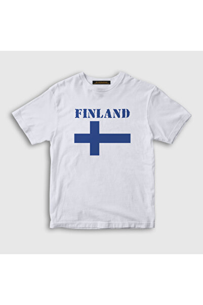 Presmono Unisex Children's White Flag Finland Finnish T-Shirt 586647Tt