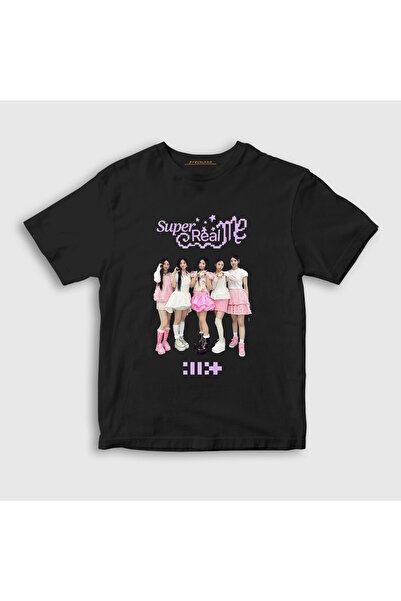 Presmono Unisex Kids Black Super Real Me Illit Illit T-Shirt 599671Tt