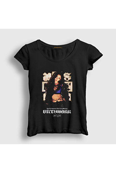 Presmono Women's Black Dirty Work Winter Kim Min Jeong Aespa T-Shirt 596819Tt
