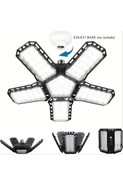 Choice3 5 ألواح قابلة للتشوه، مصابيح LED للمرآب، لمبة E26/E27 (غير متضمنة)، م...