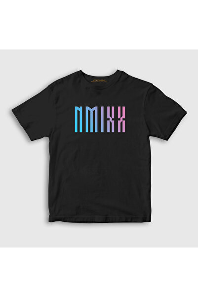 Presmono Unisex Kids Black Logo Nmixx K Pop T-Shirt 436232 Tt