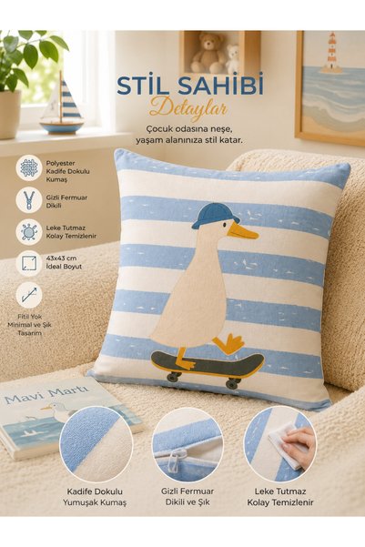 PİKKO HOME Story Friends Digitally Printed Polyester Kirlent Cover (Kr)
